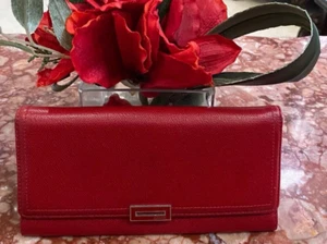 COACH Red Textured Leather Slim Envelop Clutch Wallet EUC! $198 - Picture 1 of 8