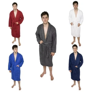 100% Baumwolle Herren Schalkragen Kimono Morgenmantel Spa Bademantel mit Gürtel Taille - Bild 1 von 25