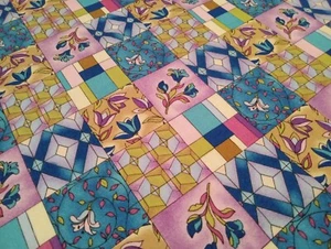 Vintage Cotton Fabric Stained Glass Floral Patchwork Print Kona Bay Art Soul BTY - Picture 1 of 2