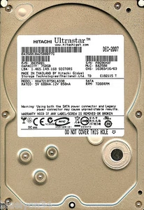 Hitachi Ultrastar A7K1000 HUA721075KLA330 P/N: 0A35001 MLC: BA2588 750 GB 3.5" - Picture 1 of 1