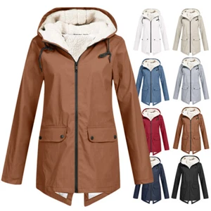 Women Hooded Coat Zip Up Parka Jacket Waterproof Windbreak Warm Hiking Outwe · - Picture 1 of 23
