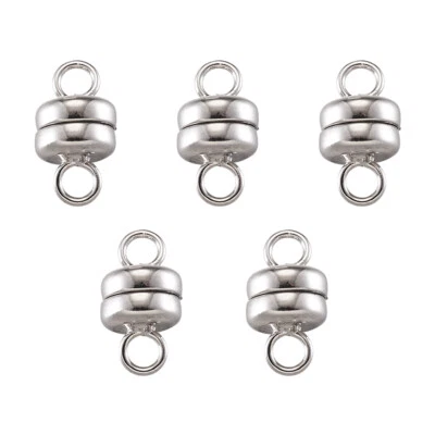 5 sets Column Platinum Tone Brass Magnetic Clasps DIY Jewelry Findings 10x6mm - Image 1 of 4