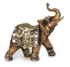 Statua tronco elefante bronzo Feng Shui 7" ricchezza statuina fortunata regalo decorazione casa - Foto 1 di 3