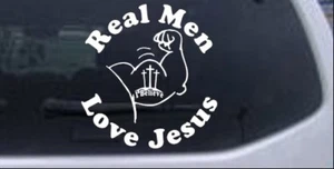 Real Men Love Jesus Believe 3 Crosses Car or Truck Window Laptop Decal Sticker - Picture 1 of 32