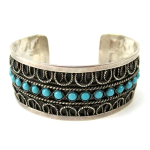 TOP Armreif aus 950er Silber Türkis Persien? Asien? Vintage Cuff Bracelet RARE - Bild 1 von 7