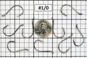 100 #1/0 Offset Octopus Circle Fishing Hooks 2X Strong Chemically Sharpened USA! - Picture 1 of 5