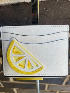 RARE NWT Kate Spade Lemon Drop Applique Cardholder Wallet Ivory White Novelty - Picture 1 of 9
