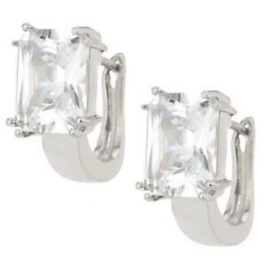 QVC Steel by Design Stainless Steel Emerald Cut Crystal Hoop Earrings $99