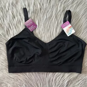 Fit For Me Fruit Of The Loom Wireless Bra Women's Size 4XL Black Seamless Smooth - Picture 1 of 7