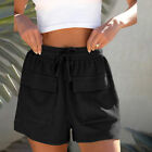 Damen Kordelzug Sportshorts Bermudas Shorts Baggy Hotpants Sommer Kurze Hose DE