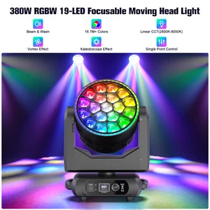 19x20W LED RGBW Bee Eye Beam+WASH Zoom Moving Head DJ Light DMX Stage Lighting - Picture 1 of 21