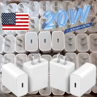 Lote 20W Tipo PD USB-C Cargador Rápido Adaptador Bloque Cubo Para iPhone 16 15 14 13 12 Foto 1 de 4