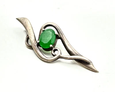 Vintage Sterling Silver 925 Dyed Emerald Pendant - Image 1 of 4