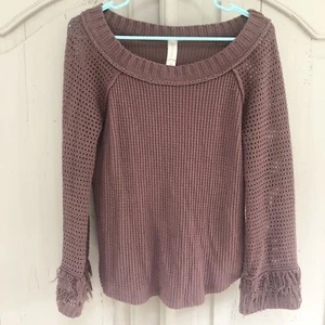 Altard State Rust Fringe Sweater Boho Bohemian Mauve Brown Spring - SMALL - Picture 1 of 2