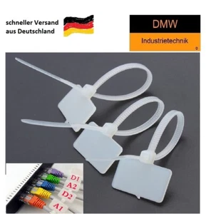 50 St. Kabelbinder mit Beschriftungsfeld PC Server 110x2,5 mm Kabelmarkier weiß - Bild 1 von 3