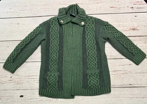 Aran Woolen Mills Cardigan 100% Wool Women’s Sz M Green - Picture 1 of 9