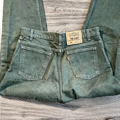 Vintage Levi's Jeans 550 Orange Tab 34x30 Teal Green Relaxed Fit USA Denim Pants - Image 1 of 4