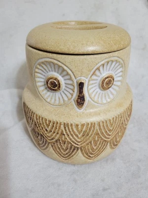 Tarro de galletas de búho artesanal de cerámica de colección MCM 7 1/2"Ht×7 1/2" beige Foto 1 de 4