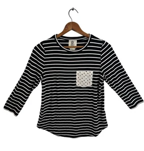 Damen LILI’S CLOSET schwarz weiß gestreiftes Langarmshirt mit Tasche Größe M - Bild 1 von 8