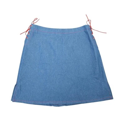Vintage 90s My Michelle blue denim jean lace-up mini skirt 4 - Image 1 of 4