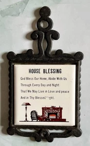 Cast Iron Ceramic 3-1/2 Inch Tile Wall Hanging Decor Trivet Japan Vintage - Picture 1 of 2