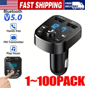 Bluetooth 5.0 Car Wireless FM Transmitter Adapter 2USB PD Charger Hands-Free Lot - Picture 1 of 11