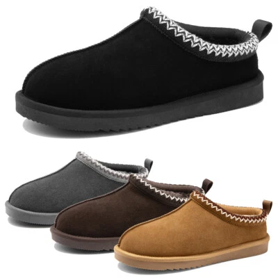 Zapatillas acogedoras y difusas para hombre de gamuza genuina de cuero esponjoso para el hogar pantuflas de espuma viscoelástica Foto 1 de 4