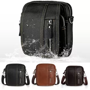 Men's Leather Crossbody Messenger Shoulder Bags Handbag Satchel Casual Day Bag - Picture 1 of 17