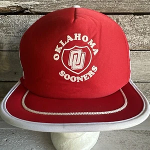 Nissin OU Sooners 3 Stripe Vintage Trucker Hat NCAA Oklahoma University - Picture 1 of 14