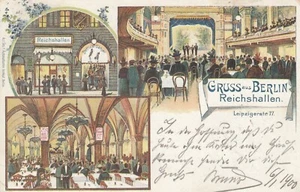 Greeting from Berlin post office 1900 Reichshallen Leipziger Straße Litho 2310001 - Picture 1 of 2