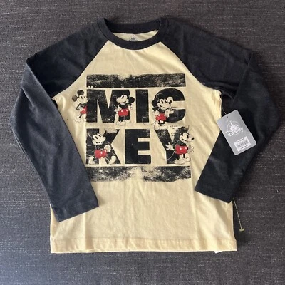 Camiseta Disney Mickey Mouse Juvenil L (Talla 10-12) Amarilla Negra Manga Larga Nueva con Etiquetas Foto 1 de 4