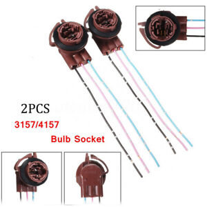 3157 4157 3-tabs Bulb Socket Turn Signal Brake Light Harness Wire Plug Connector