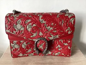 GENUINE “GUCCI” DIONYSIUS” RED/CREAM BAG.UNUSED. GUCCI RECEIPTS. DUSTBAG ETC - Picture 1 of 14