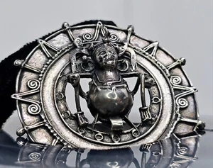 Altes Sterling Silber Mixtec / Mesoamerikanisches Symbol - Medaillon/Anhänger/Halskette - Bild 1 von 10
