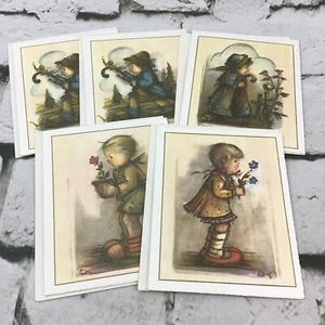 Vintage Blank Inside Notecards Lot-5 German Children Illustrations W/Envelopes - Picture 1 of 8