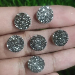 Natural Round Titanium Agate Druzy Quartz Gemstone Loose Artisan Drusy India - Picture 1 of 10