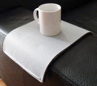 Slinky Wooden Couch Side Table with Washable Felt Cover White - Sofa Tray - Image 1 of 4