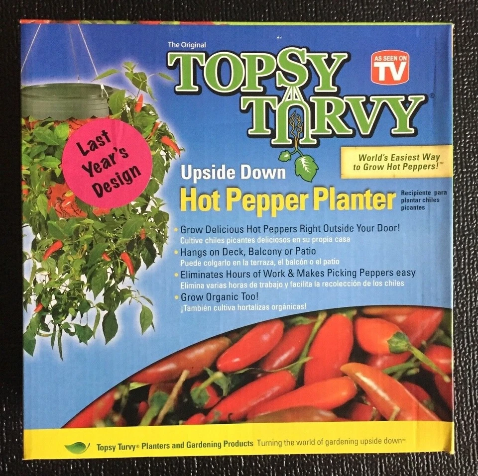 Maceta original Topsy Turvy boca abajo colgante pimienta caliente como se ve en la televisión nueva Foto 1 de 4
