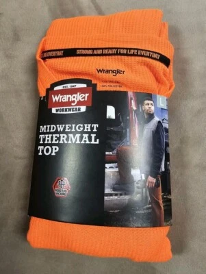 Wrangler Hi Vis Safety Orange Midweight Thermal Top Long Sleeve Size L Large - Image 1 of 4