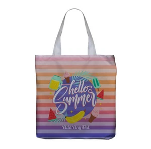 Personalizzato Hello Estate Arcobaleno Striscia Borsetta Shopper Spiaggia Nuoto - Foto 1 di 3