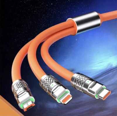 3 in 1 Fast Charging Cable Cell Phone Charger Cord For iPhone Type C Micro USB - Image 1 of 4