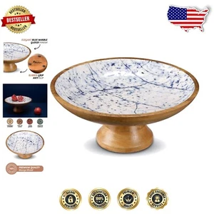 Rustic 12-Inch Pedestal Fruit Bowl - Versatile for Kitchen or Table Decor - Picture 1 of 9
