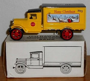 COCA COLA COKE 1931 HAWKEYE BOX TRUCK SANTA 1993 ERTL DIECAST BANK #B225 - Picture 1 of 3