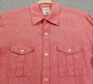 Murano Baird McNutt Button Up Hemd Herren Medium M Rosa Leinen Langarm Sommer - Bild 1 von 11