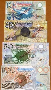 JUEGO DE MUESTRAS, Seychelles, 10;25;50;100 rupias (1979) P-23s-24s-25s-27s UNC - Imagen 1 de 2