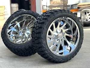 22x12 OFFROAD Chrome Wheels 35" MT Tires 8x170 Ford Super Duty F250 F350 - Picture 1 of 4