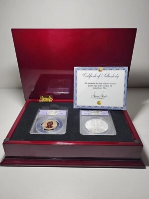 2016 W PROOF SILVER EAGLE ANACS PR70 DCAM REVERSE REAGAN DOLLAR RP70 2 COIN SET - Image 1 of 4