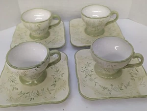 Juego de 8 tazas y platos de postre cuadrados pintados a mano Tracy Porter Olivia #4010431 - Imagen 1 de 9