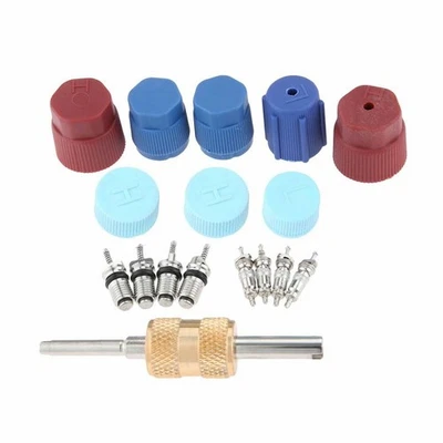 Car A/C Cap Kit Valve Cores A/C System Air Conditioning Primary Seal R12 R134A - Image 1 of 4