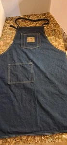 Vintage Work N Sport Denim Kitchen Apron Blue Jean USA Made 70s 80s w Pocket EUC - Picture 1 of 14